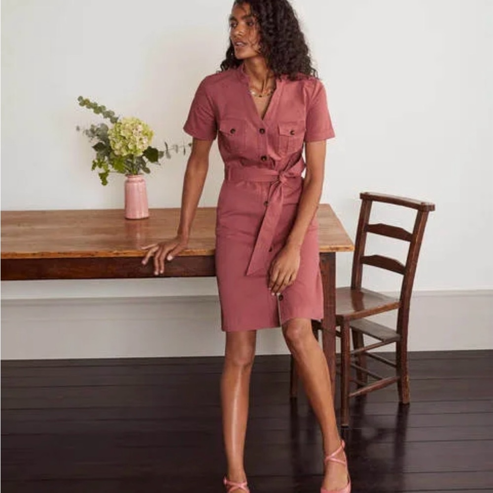 Boden Dusty Rose Cecily Short Sleeve Shirt Dress SIZE US 2 R
